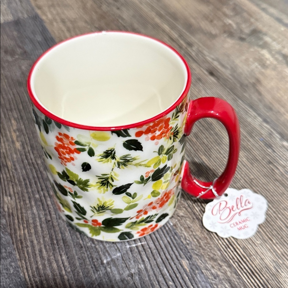 Bella Red and Green Floral  ceramic Mug